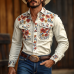 【24-hour shipping out】Men's Western Cowboy Style Embroidered Lapel Chest Pocket Long Sleeve Cotton Shirt 42207261Z