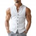 【24-hour shipping out】Men's Casual Comfort Cotton Stand Collar Single Breasted Sleeveless Shirt MTA0203D3M