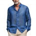 Men's Summer Fashion Slub Linen Long Sleeve Shirt MTA1184G6P