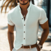 Men's Summer Basic Stand Collar Textured Short Sleeve Shirt MTA1316F2U