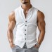 【24-hour shipping out】Men's Casual Comfort Cotton Stand Collar Single Breasted Sleeveless Shirt MTA0203D3M