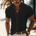 Men's Summer Basic Stand Collar Textured Short Sleeve Shirt MTA1316F2U