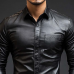 Men's Classic Casual Slim Fit Leather Long Sleeve Shirt 79897850K